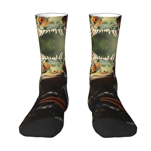 XZDWPY Spiny lizards Unisex Mid-Calf Socks 2 Black-2 Polyester Skin-Friendly Moisture-Wicking Fashionable Crew Socks