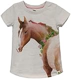 John Deere Oatmeal Horse with Flower Neck Short Sleeve Girls T-Shirt Sizes 5 6 6X 7 8 10 12 (as1, Age, 6_Years)