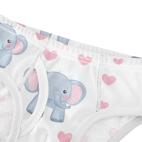 Wusikd Cute Elephants Boys' Underwear Cotton Hearts Pink Boys Briefs Soft Toddler Underwear 2T4