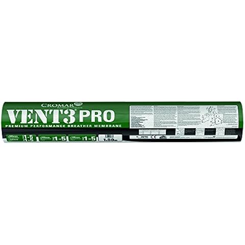 Cromar Building Products Vent 3 Pro 1m x 50m Breathable Roofing Underlay, Green, 1 m Cover