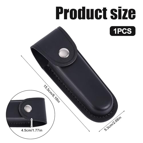 Taschenmesserscheide, 15,5 x 5,3cm Praktischer Messerhalter aus Leder Tragbare Messerscheide aus Leder für den Gürtel für Radfahren im Freien, Wandern, Bergsteigen, Camping (Schwarz)