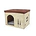 SONGWAY Casa de Madera pour Perro Gato - Taburete Caseta para Mascota con Cojín Extraíble para Cachorro y Gato, 57×40×40cm