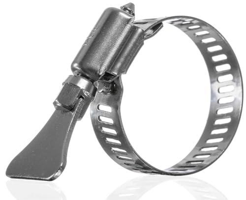 YoiYee 14-27 mm ajustable 304 acero inoxidable abrazadera de manguera con tornillo de pulgar, mariposa tipo metal conducto abrazadera, para asegurar gas/tubo de agua/tubo, paquete de 4