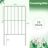 COSTWAY 15 sztuk dekoracyjnych ogrodzeń ogrodowych, płot ogrodowy, płot wtykowy metalowy, 33 cm (szer.) × 61 cm (wys.), ogrodzenie dla psów, ogrodzenie do stawu, nierdzewne, dla psów, rabatok