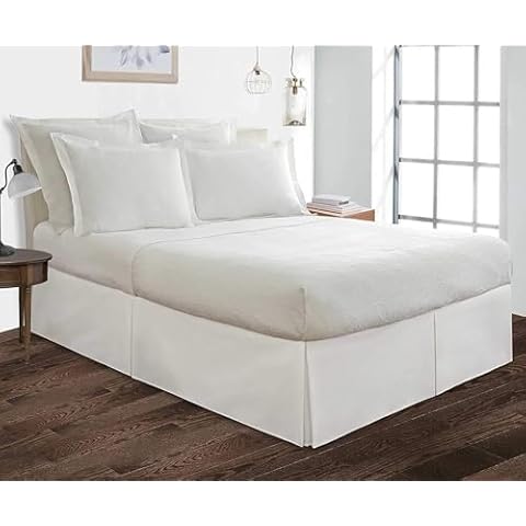Bed Skirt Queen Size Pleated Style by Comfort Beddings 100% Cotton Blend Fabric, Premium Tailored Fit 1pc Bedskirt Queen Size 23" Drop Length White Solid Cover