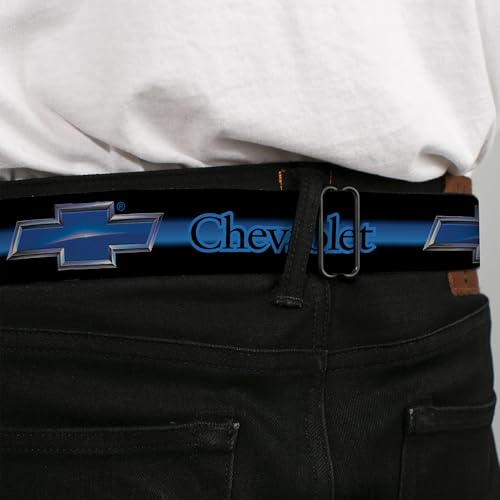 Buckle-Down Seatbelt Belt - CHEVROLET/Horizon Bowtie Ombre Black/Blue/Silver/Blue - 1.0" Wide - 20-36 Inches in Length4