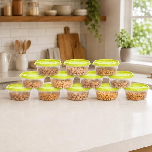 Image of Cutting EDGE Nesterware 500ml Stackable Food Container (Set of 12, Green) | BPA-free plastic, stackable design, leak-proof, kitchen storage, pantry, fridge, meal prep, reusable, travel use