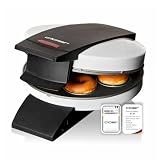 Cloer 6121 Donut Maker für 6 Mini-Donuts oder Bagels, Antihaftbeschichtung, rote Kontrollleuchte, platzsparend verstaubar, Kabelaufwicklung, Steckerdepot, weißes Metallgehäuse, 520W