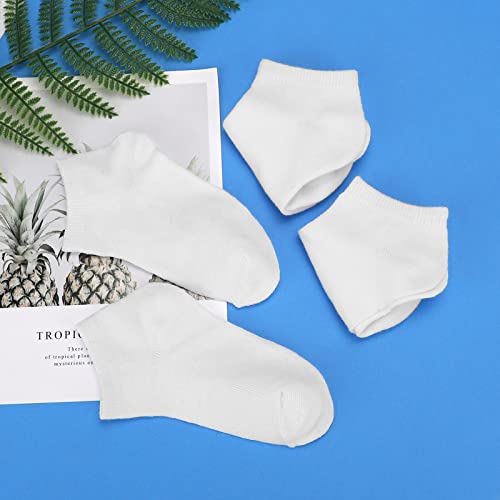Booph 12 Pairs Kids Ankle Socks Boys Girls Half Cushion Socks 9-12 Years White #TOP4