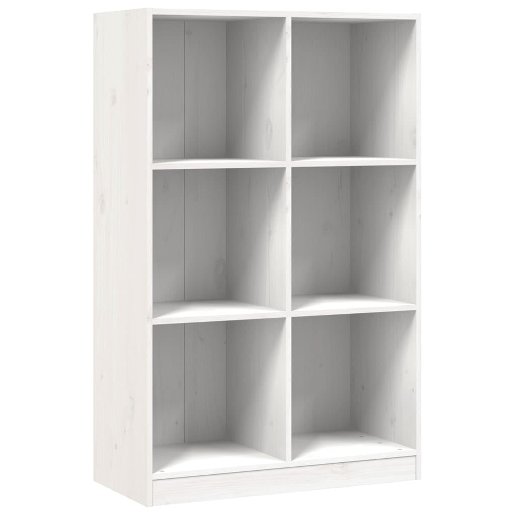 vidaXL Solid Pine Wood Record Cabinet 6 Shelf White