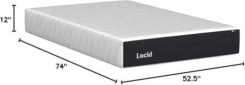 Miniatura 61 de LUCID - Colchón de espuma viscoelástica de 10 pulgadas, sensación media, infundido con carbón de bambú y gel, en caja, regula la temperatura, alivio