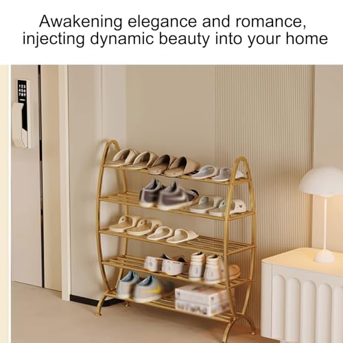 Gold Metal Schuhregal für kleine Räume, schmaler vertikaler Organizer Stand, Robuster Bogen Design Entryway-Speicherlösung, Modernes Dekorfreundlich