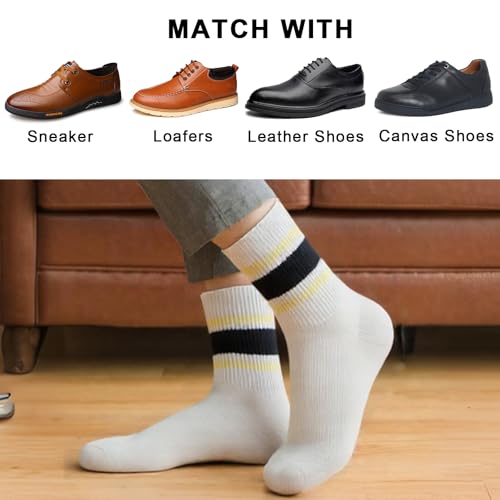 2-Pack Striped Cotton Crew Socks, Comfortable and Breathable Socks for Men and Women, Fashionable Casual and Athletic Socks3