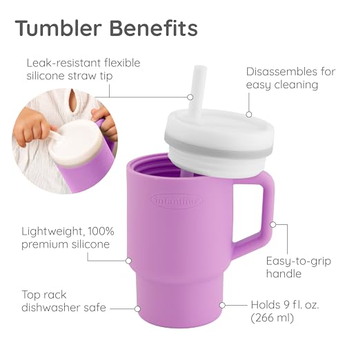 Image of Infantino My 1st Tumbler - Adorable Miniature Tumbler with Leak-Resistant Straw and Toddler-Friendly Handle, Encourages Hydration, Easy to Clean, (266 ml), Lilac