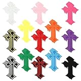 39 Pcs Chrome Heart Patches Cross Iron On Hearts Decorative Repair Patch Stickers for Clothing Jeans Hats Backpacks Jackets Shirts (Multicolor