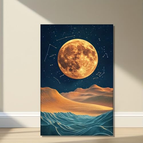 Tableau sur toile de qualité supérieure paysage abstrait dunes dorées