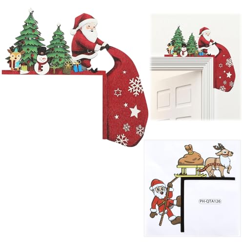 FAMCUCHE Türrahmen Deko Weihnachten, Türrahmen Weihnachtsdeko Holz...
