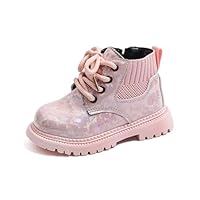 Girls Toddler Winter Ankle Boots Knitted Material Warm Cosy Stylish Versatile Easy to Wear, pink, 10.5/11 UK Child