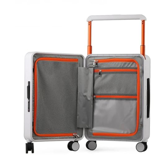PANKERS Fashion Width Draw-Bar Travel Suitcases Man and Women Universal Wheel 20-Inch Boarding Bag King EN8 20-inch, Pearl White4