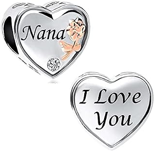 KunBead Jewelry Rose Heart Love Bead Charms for Wife Compatible with Pandora Bracelets