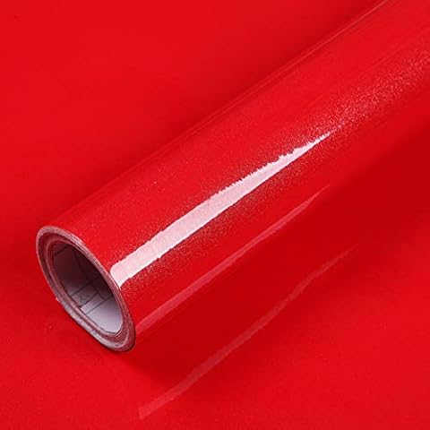 Möbelfolie Selbstklebende Folie Dekorative Klebefolie Tapete Selbstklebende Folie Wasserdichte Vinylfolie für Möbel Küche/Theke/Schränke Rote Hochglanz 40cmX300cm Cover