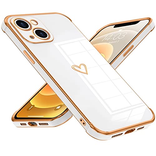 Coque iPhone 11 Pro design cœur blanc et placage doux protecteur d'objectif
