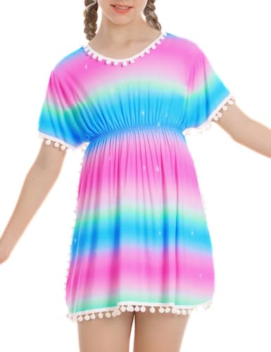 Girls Swim Cover Up Short Sleeve Quick Dry Kids Beach Pool Bathing Suit Wraps