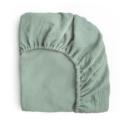 mushie Extra Soft Muslin Fitted Crib Sheet | 28"x 52" (Roman Green)
