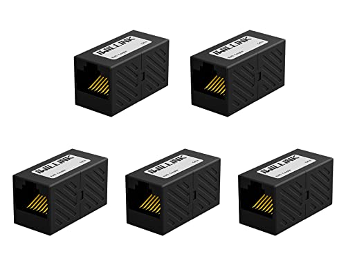 Image of iwillink RJ45 Coupler Ethernet Connector, Female to Female RJ45 Connector for Cat7 Cat6 Cat5e Cat5 Ethernet Cable, Extender Adapter, 5 Pack, Black