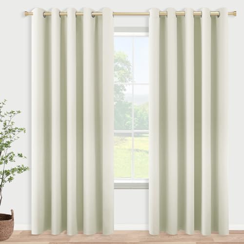 Image of KOUFALL Beige Blackout Curtains 72x84 Inch Length for Bedroom