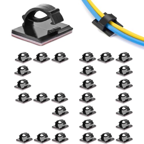 50 pezzi Clip Per Cavi, Fermacavi Adesivi, Clip Adesive Per Cavi, Ferma Cavi Da Scrivania, Fermacavo Per Scrivania/Parete, Gestione Dei Cavi Per Cavo Di Alimentazione, Hdmi, Cavo Di Ricarica, Nero