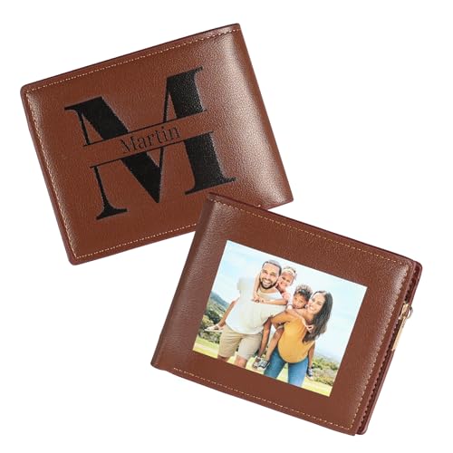 Personalized Customized Photo Wallet Engraved Wallet with Photo and Initials Men's Wallet Men's Customized Wallet Gifts Boyfriend, Father, Fiance, Husband, Birthday Gift