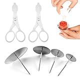 Material de alta calidad: las uñas para tartas están hechas de acero inoxidable de alta calidad, el elevador de flores está hecho de plástico de grado alimenticio, fuerte y duradero, muy adecuado para principiantes.
