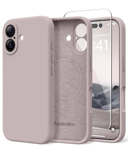Image of Magnetic for iPhone 16 Case, Compatible with MagSafe, [Screen Protector + Full Camera Protection], Silicone Shockproof Anti-Scratch Protective Phone Case for iPhone 16 6.1 inch, Hazel