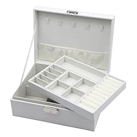 Homeanda Jewellery boxes 2 layer jewellery box Leather jewellery boxes for Women Girls Teens Jewelry organizer box Jewelry Storage box with lock