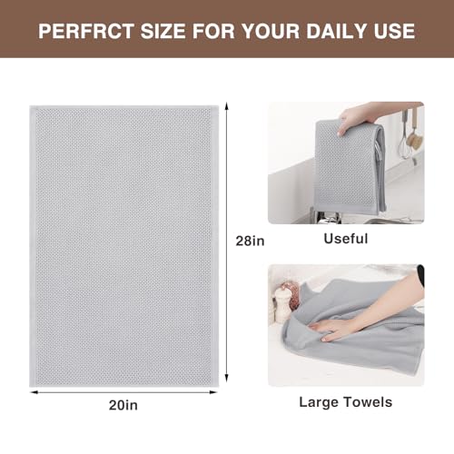 Image of Homaxy 100% Cotton Oversized Waffle Weave Kitchen Dish Towels, Ultra Soft Absorbent Quick Drying Cleaning Towel, 20x28 Inches, 8-Pack, Light Gray