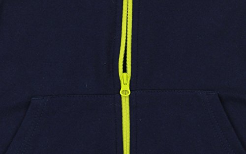 Adidas Youth Boy's Full-Zip Contrast Sleeve Hoodie, Navy/Lime #TOP1