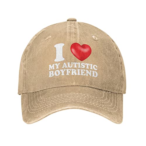 I Love My Autistic Boyfriend - Gorra de béisbol ajustable para hombre, natural, Talla única