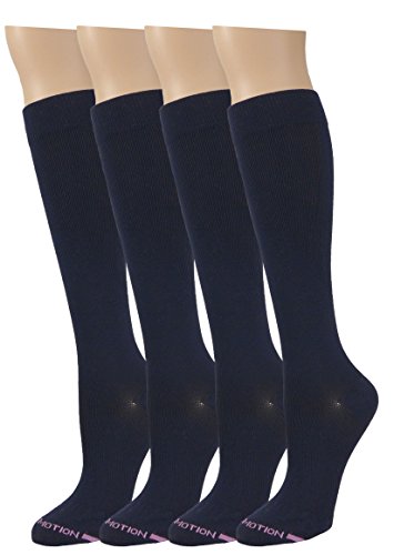 Dr. Motion 4 Pairs Graduated Compression Knee-hi Women's Socks (Navy)