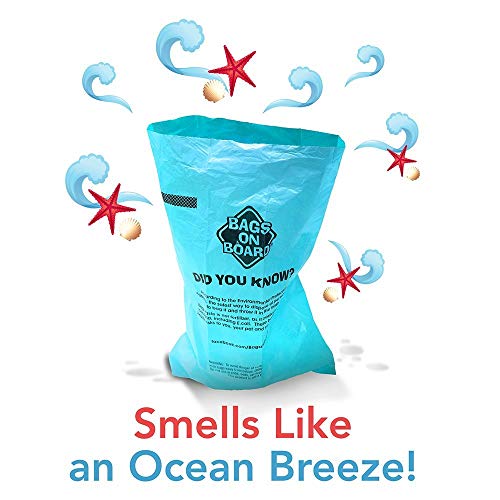 Bags on Board Odor Control Dog Poop Bags and Dispenser | Strong, Leak Proof Dog Waste Bags | Ocean Breeze Scent | 9 x14 Inches, 900 Waste Pickup Bags, 3203940073