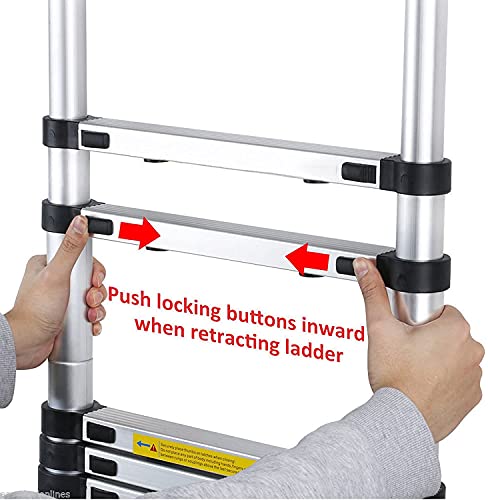 Dicn Telescoping Ladder 10.5Ft/3.2M Multi Function Aluminum Staright Ladders Retractable Easy To Carry Collapsible For Decoration Household Daily Office Emergency thumb #3
