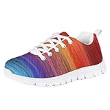 Buybai Kids Summer Shoes Little Girls Sneakers for Boys Casual Sneakers Rainbow Stripe Print Tennis Hiking Running Cycling Bowling Shoes Size 4