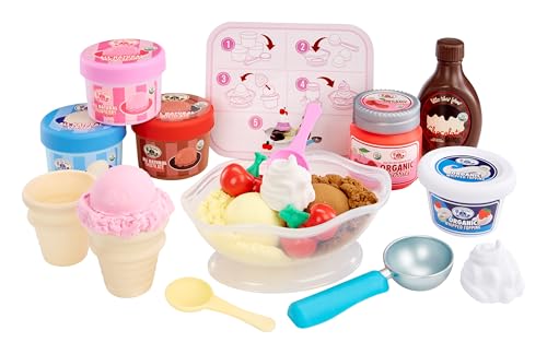 Little Tikes Creative Chefs Ice Cream Kit with Make-It Mix Play Sand, 20 Accessories, Realistic Pretend Play Set, Boys, Girls, Ages 3+ - image 1