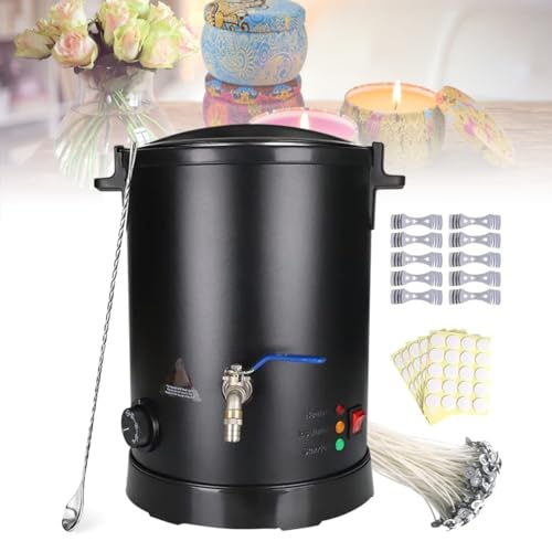PASPRT Fundidor De Cera Eléctrico con Control De Temperatura, Boquilla De Vertido Rápido, Cuchara para Remover Y Mecha De Algodón Incluidas, Equipo Comercial para