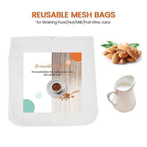 Image of Reusable Filter Bags - 12 inch X 12 inch Washable Mesh Bag for Straining Food /Cold Brew Coffee,Food Grade BPA-Free Cheesecloth,Multiple Usage for Nut Milk Fruit Wine Juice Filter (2, 12 inch X 12 inch)