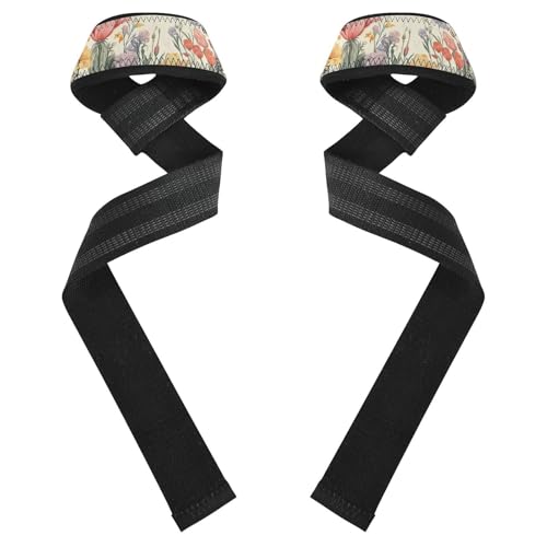 Nander Spring Wildflowers Wrist Straps for Weightlifting,Lifting Straps with Neoprene Cushioned Wrist Padded and Anti-Skid Silicone for Strength Training,Bodybuilding,Deadlifting
