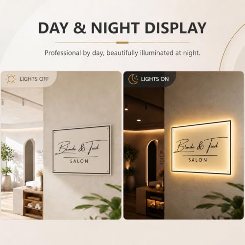 Image of Custom LED Backlit Acrylic Logo Sign for Business Office Reception Wall | Premium Halo Lighting, Precision Laser Cut, Business Logo Sign, Indoor Branding, Multiple Sizes, Easy Installation