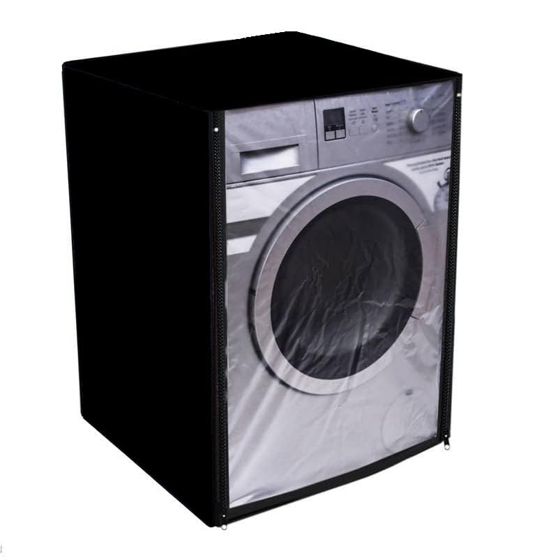 Image of Waterproof & Dustproof Front Loading Washing Machine Front Clear Cover Suitable for Normal IFB 6.5kg, 7 Kg, 7.5Kg & 8kG / 61X61X84cm Washing Machines (Grey) (5, Black)