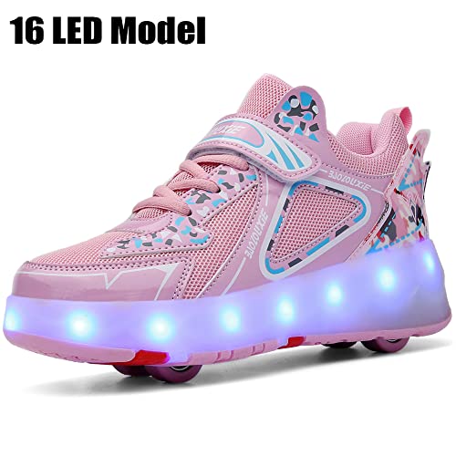 Ceieoe Kids Roller Shoes 4 Wheels 16 Led Model Colorful Girls Boys Roller Skates Sneaker Can Charge For Beginner More Balanced Party Birthday Christmas Best Gift #TOP1