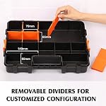 MIXPOWER Ensemble d'organisateurs de boîte à outils de 14 po en 2 pièces, 20 diviseurs amovibles, en plastique durable, excellent pour vis, écrous, petites pièces, 34 compartiments, noir/orange